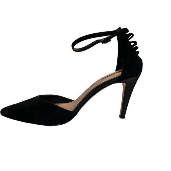 Tahari Black Suede Ankle Strap Corset Heels - Size 8.5 - Picture 4 of 9